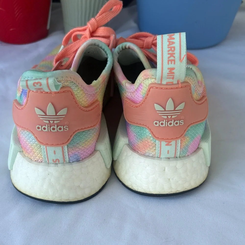 adidas Women’s Pastel Tie-Dye Sneakers with Coral Laces - Picture 5 of 12